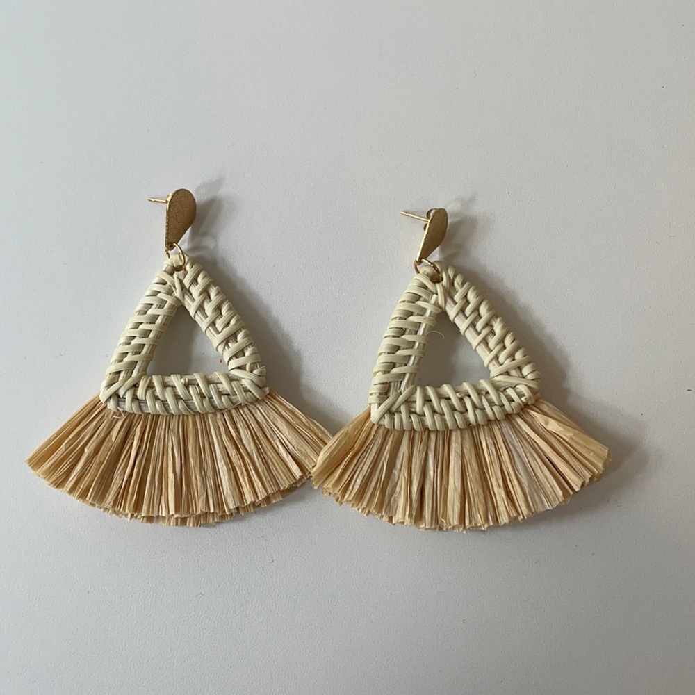 New Never Worn Rafia & Rattan Statement Earrings